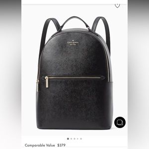 New in box Kate Spade Perry large leather backpack black